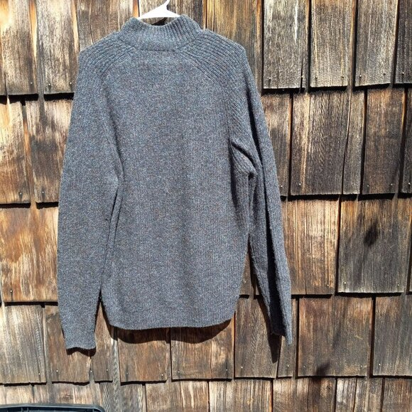 Abercrombie & Fitch Wool Sweater Men's Extra Large Brown Mock 1/4 Zip Pullover - Picture 4 of 10